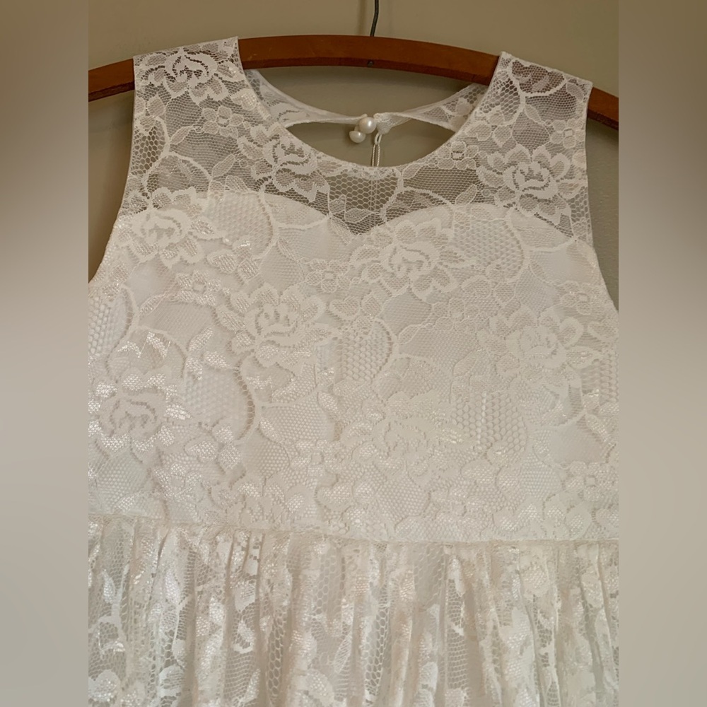 Miss dandy white lace dress sweatheart neckline junior bridesmaid flower girl - Picture 5 of 10